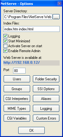 NetServe Web Server screen shot