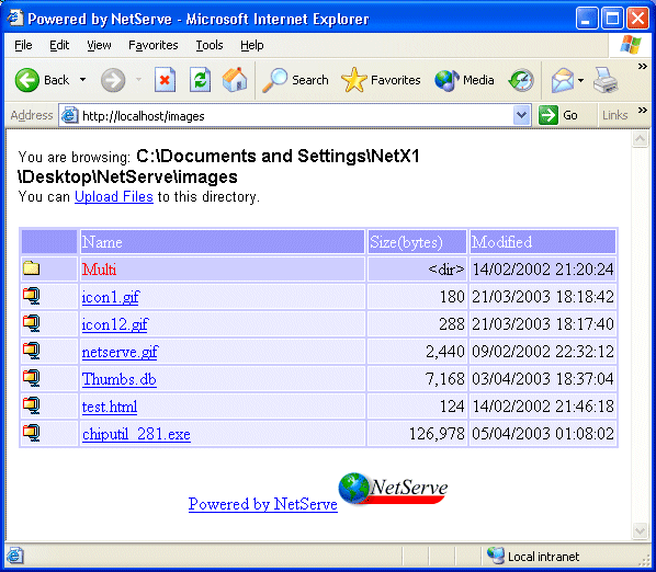 Example File Sharing Page